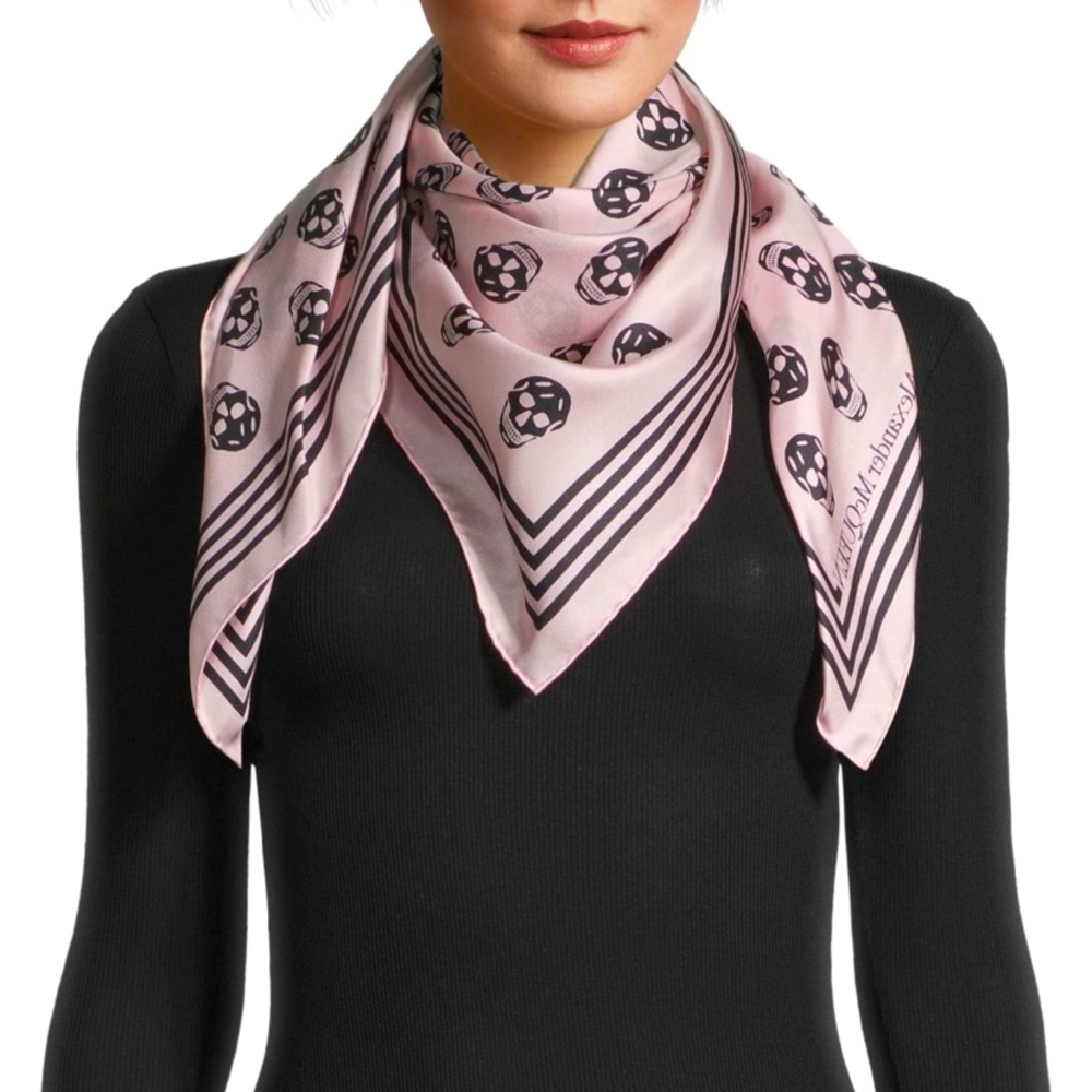 ALEXANDER MCQUEEN SKULL SCARF PINK & BLACK BRAND NEW
